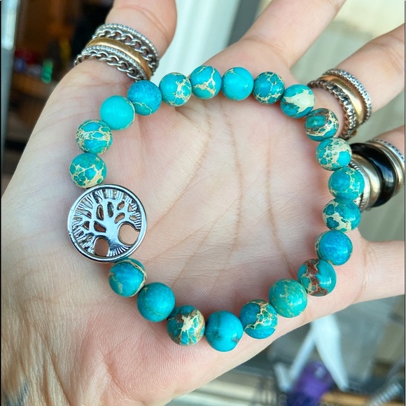 Genuine blue sea jasper tree of life bead bracelet - Picture 6 of 6
